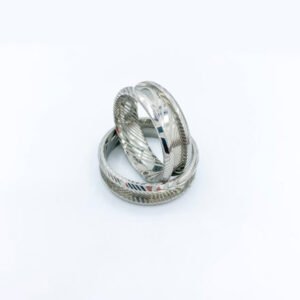 Pair of textured silver wedding bands