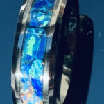 Silver ring with blue opal inlay