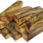 Stacked striped hardwood lumber blocks