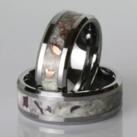 Two stone‑inlay titanium wedding rings