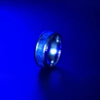 Glowing blue inlaid metal ring
