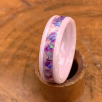 Pink ring with purple opal inlay