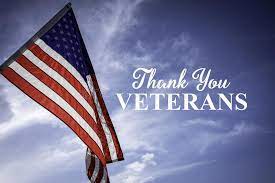 American flag with Thank You Veterans message